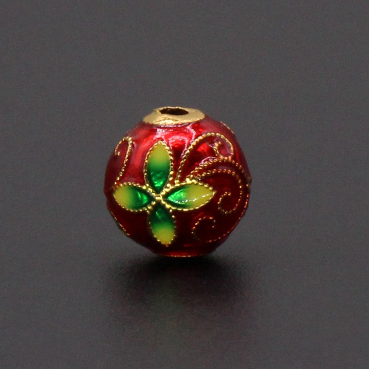 黄铜滴油烧蓝珐琅古风佛珠串链饰品配件隔珠景泰蓝10mm圆珠005