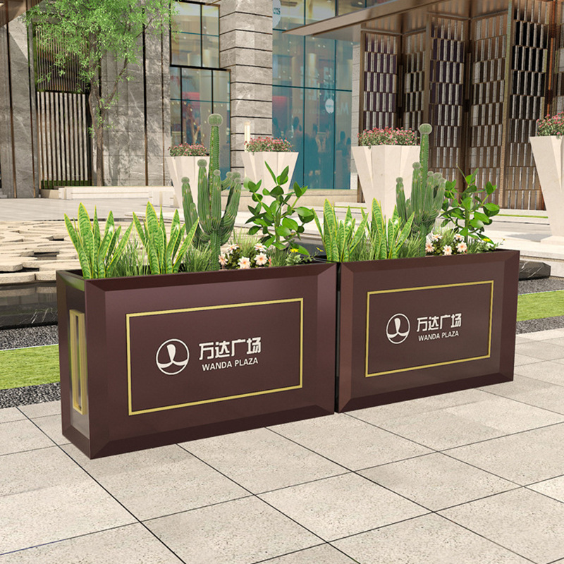 户外花箱售楼部种植花槽商业街花盆广场酒店外摆移动花架铁艺花箱