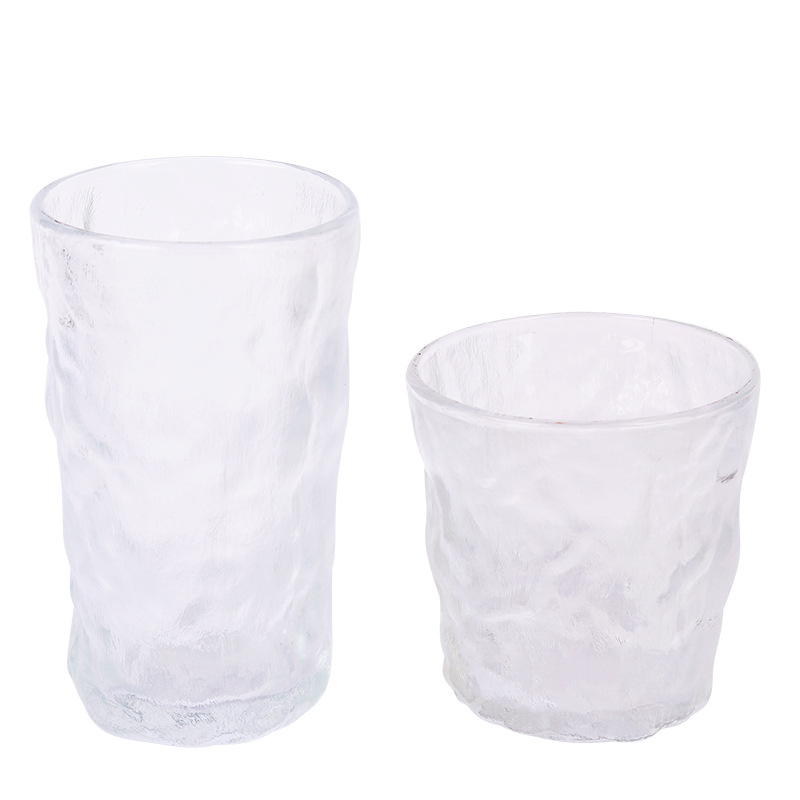 New Glass Household Minimalist Water Cup Glacier Pattern Transparent Frosted Beer Steins Female Juice Cup Scented Tea Cup