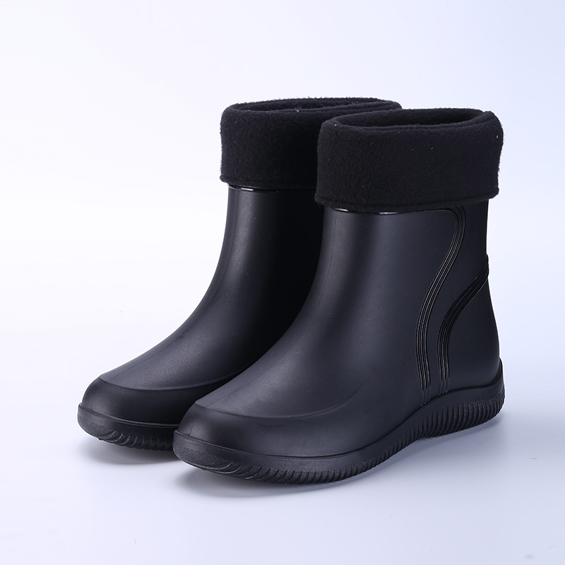 Waterproof Shoes Men's and Women's Rain Boots Fashion Short Thick Warm Rubber Shoes Work Non-Slip Fishing Kitchen Rain Boots Wholesale