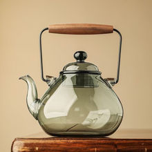 高硼硅玻璃提梁茶壶黑普洱养生高温烧水壶白花茶壶家用带漏煮茶器