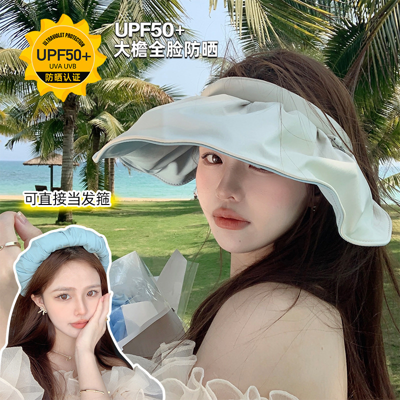 Sun Hat Banana under the Same Style Female Summer Sun Protection Visor Cap UV Protection Big Brim Folding Headband Shell Hat