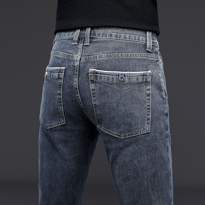 新款微弹牛仔裤男士修身男式裤子轻商务小直筒裤男装长裤一件代发