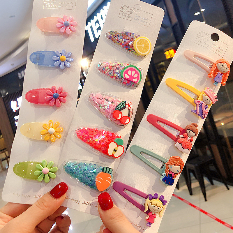 Children's Online Red Cartoon Hair Pin Korean Princess Hair Accessories Girl's Little Girl's Broken Hair BB Hairpin Cute Baby Headdress