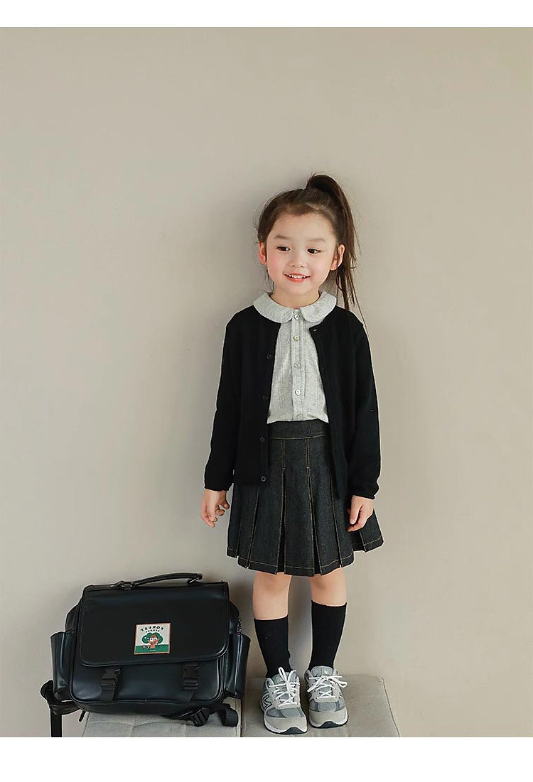 Girls curled solid color sweater cardigan autumn new children's fashion all-match casual cardigan