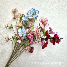 批发 6叉心愿野牡丹 婚庆仿真花 家居软装假花 酒店橱窗摄影道具