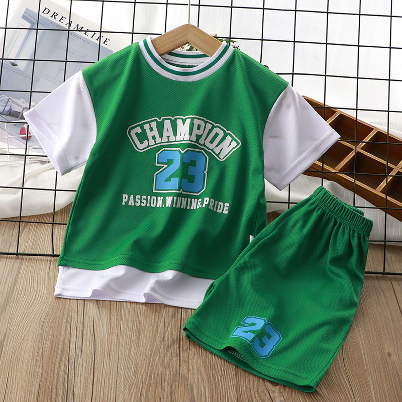 Children's Ball Uniform Suit Medium and Large Children's Sportswear Boys and Girls Casual Summer Wear Quick Drying Clothes Summer Baby Two-Piece Suit