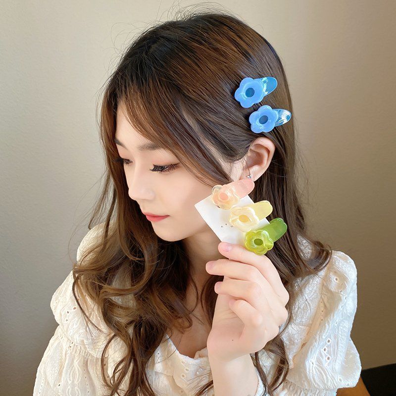 Summer Fresh Candy Color Transparent Flower Barrettes Internet Celebrity Same Style Ins Cute Sweet Girl Side Clip Headdress