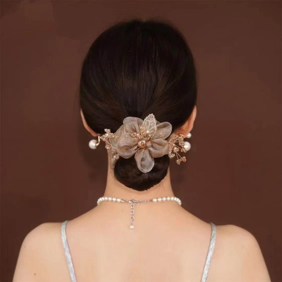 Factory Customized Organza Light Luxury Hair Band Female Elegant Graceful Hair Accessories Tie up the Hair Hair Accessories Starry Sea Tiktok