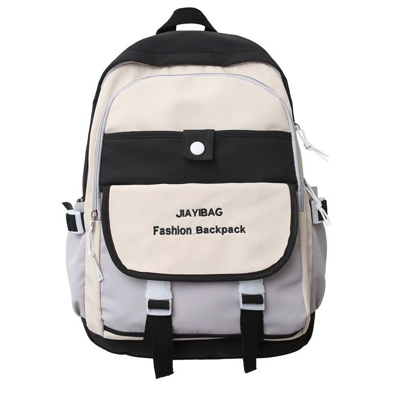 New Japanese Ins Fashion Backpack Female Partysu Backpack Simple Color Matching Student Schoolbag