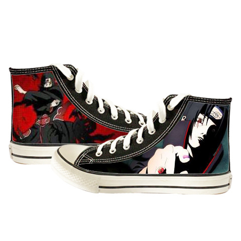 硫化鞋火影忍者帆布鞋鸣人回力帆布鞋涂鸦高帮运动鞋动漫休闲板鞋