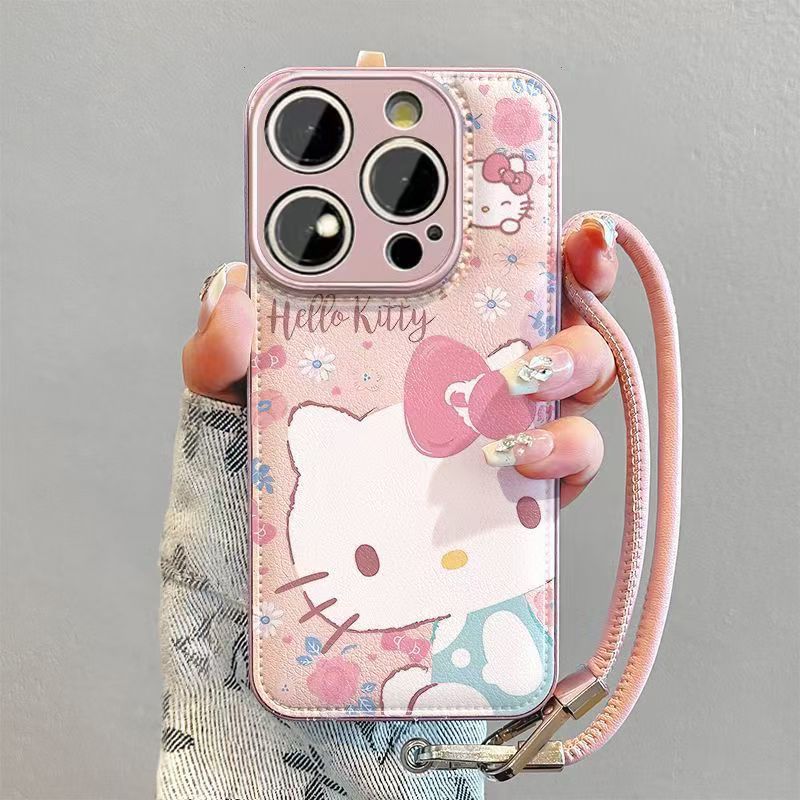 歪头KT猫适用苹果16手机壳iphone15promax全包华为皮纹手机壳
