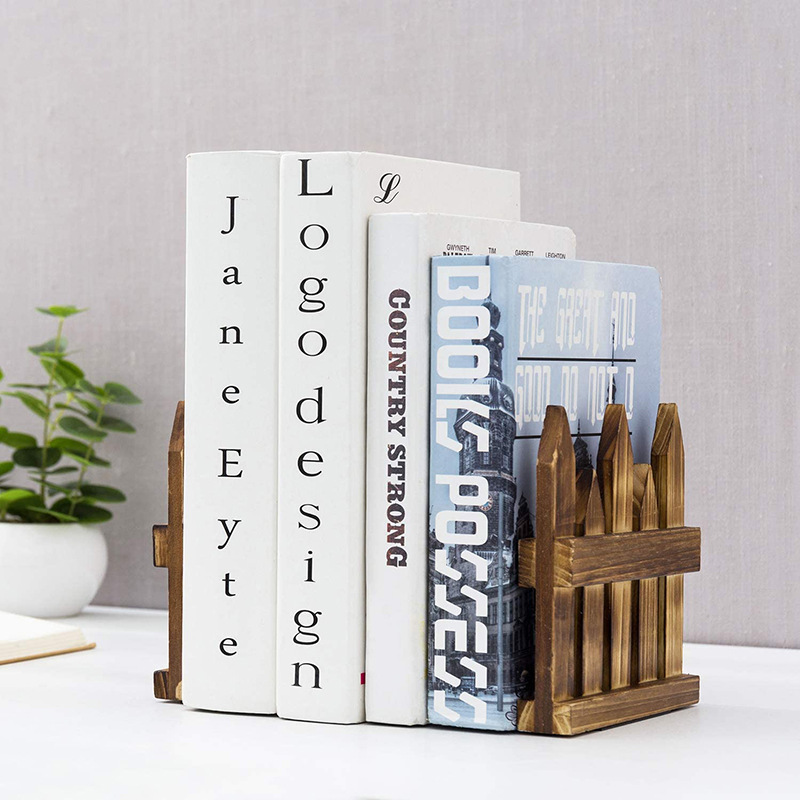 Solid Wood Book Stand Desktop Creativity Vintage Office Desktop Wooden Bookend Thickened Solid Wood Book Stand File Holder