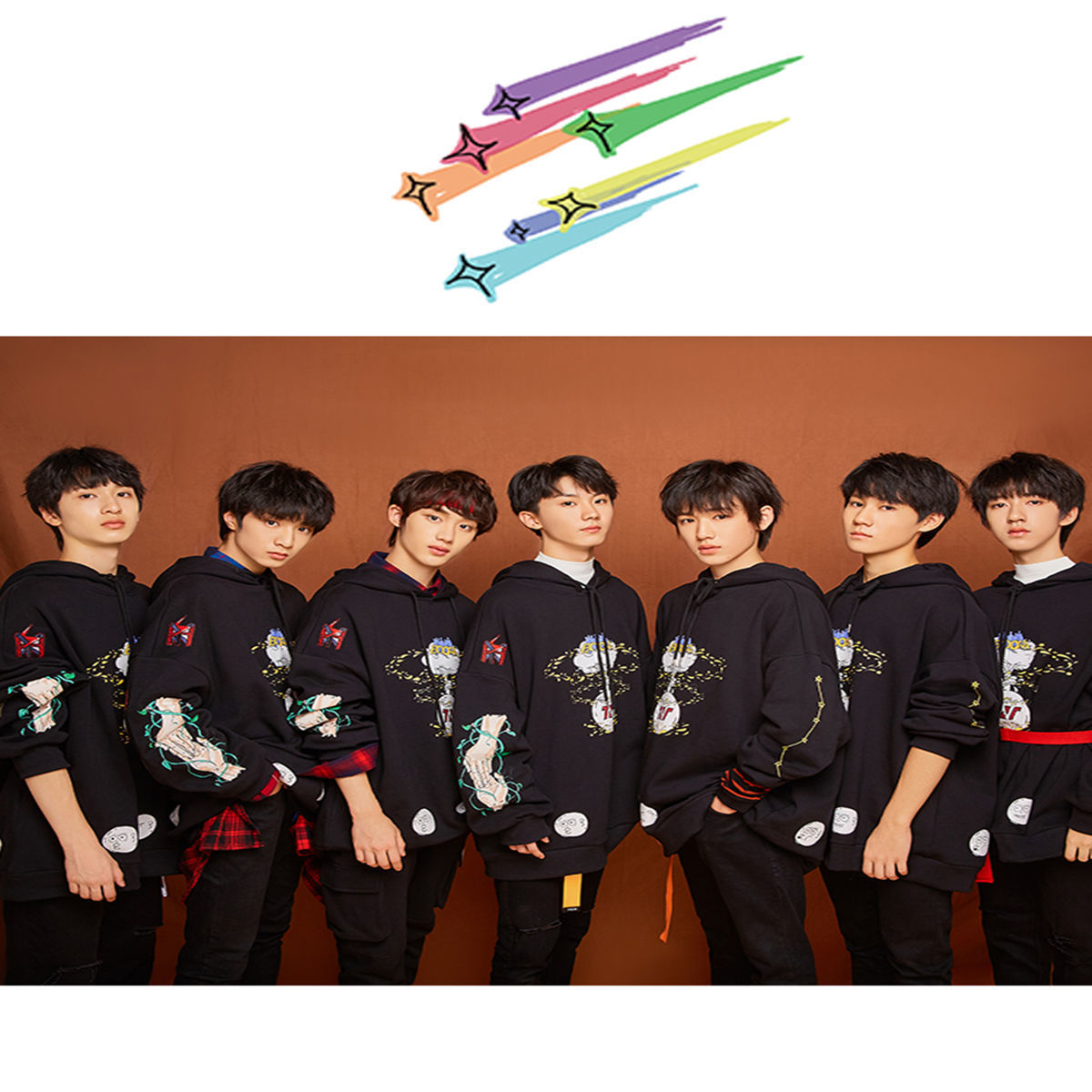 时代少年团同款应援服潮流印花连帽宽松马嘉祺卫衣加厚加绒外套