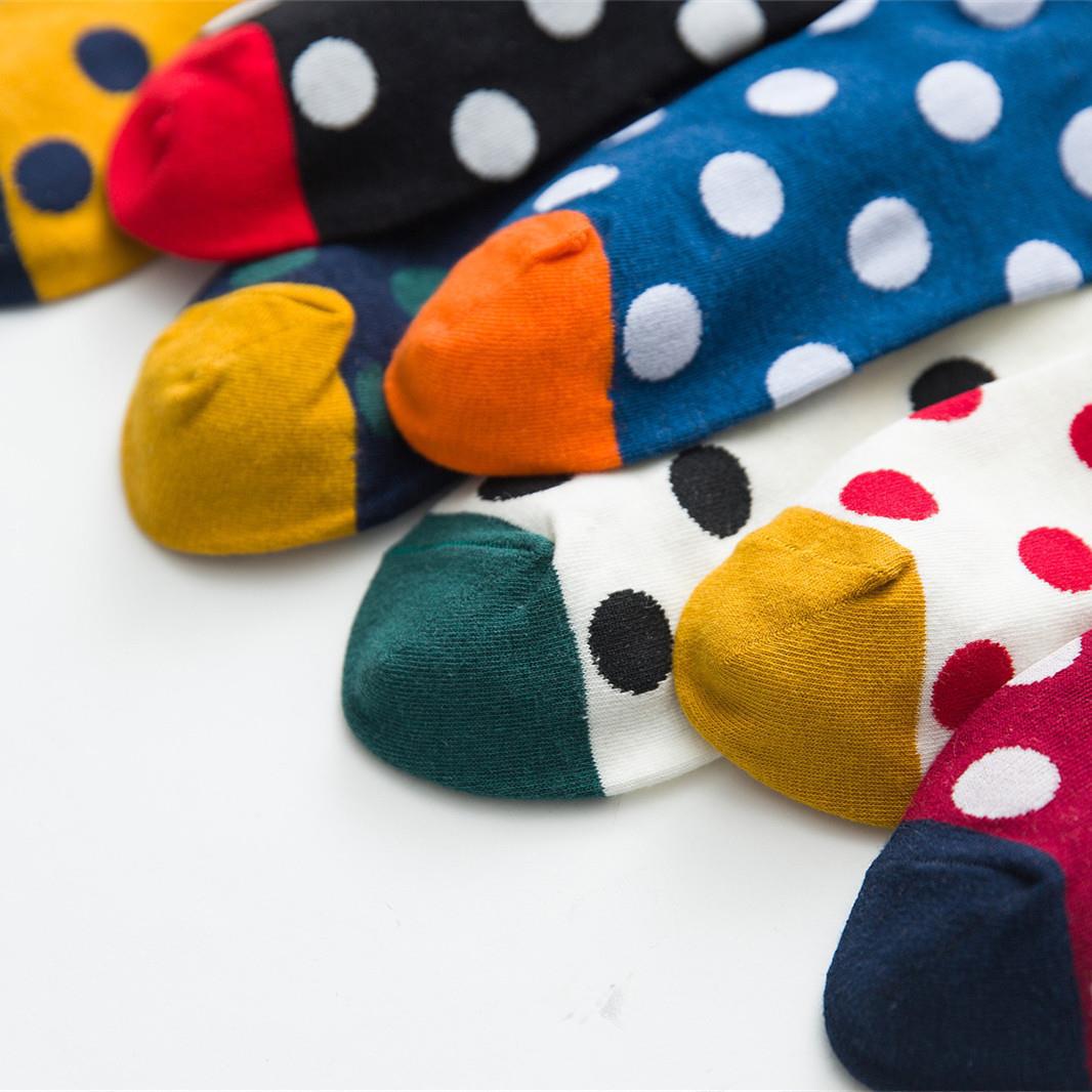 Foreign Trade Socks Women's Autumn and Winter Women's Socks Combed Cotton Women's Mid Tube Stockings Dots European and American Style Students' Socks Logo Custom Socks