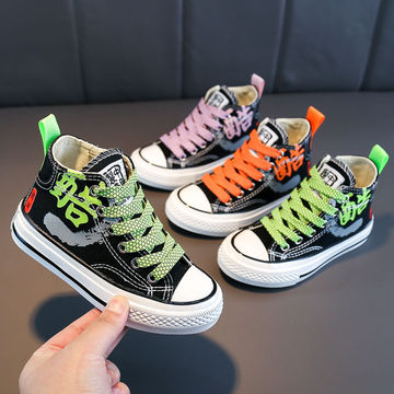 儿童高帮帆布鞋女童鞋子男童帅气休闲鞋库存尾货学生透气板鞋批发