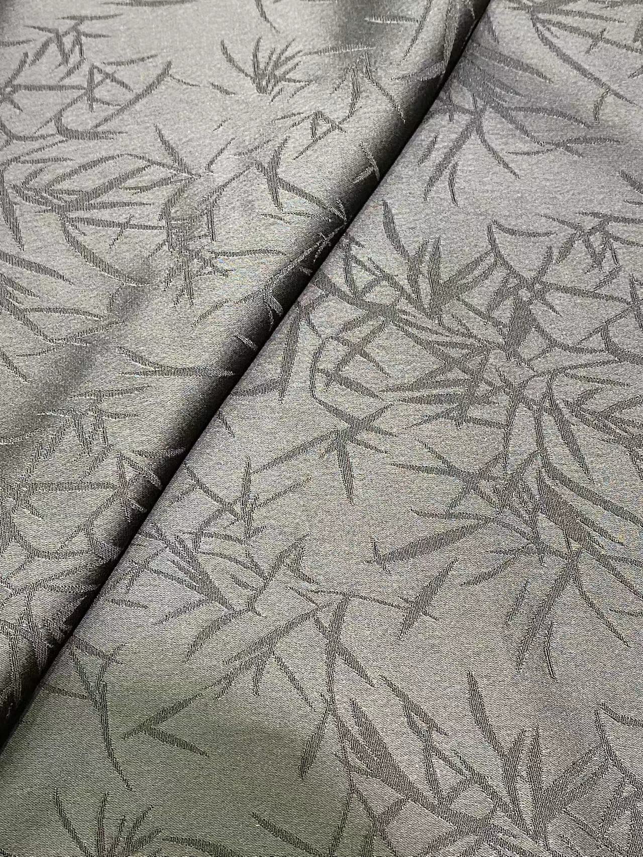 厂家直销 仿醋酸提花面料 暗纹竹叶绸缎提花 中国风旗袍礼服面料