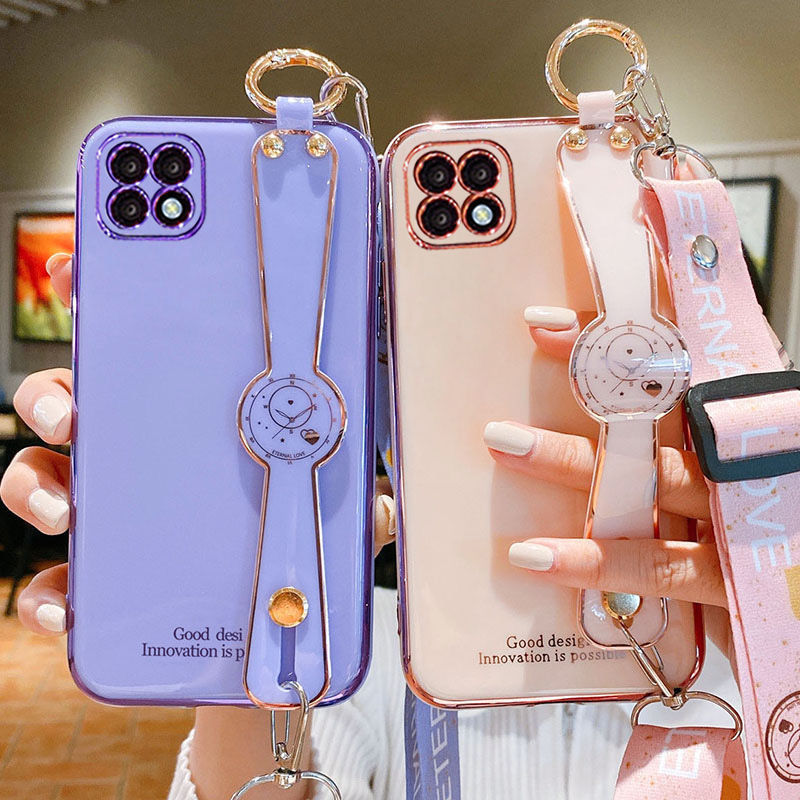 opporeno4se手机壳opporeno5腕带女reno4电镀软硅胶reno4pro潮款