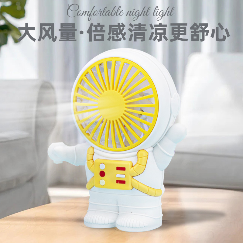Spaceman Astronaut Handheld Fan Outdoor Anytime Usb Fan Children Desktop Rechargeable Fan Factory Wholesale