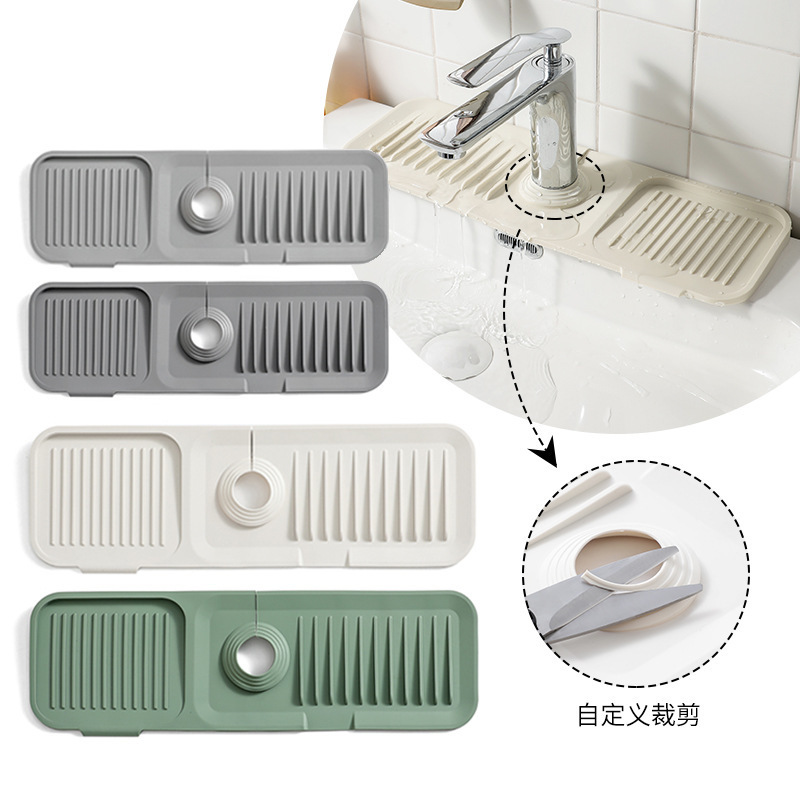Cross-Border Silicone Faucet Splash-Proof Pad Bathroom Kitchen Pad Splash-Proof Water Draining Pad Faucet Bottom Waterproof Thickened