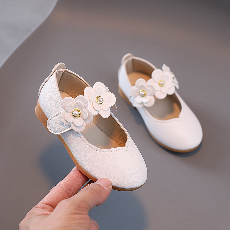 Girls Black Leather Shoes Children's Watch Performance Shoes White Student Single-Layer Shoes Etiquette Flower Girl School Shoes Beef Tendon Soft Bottom