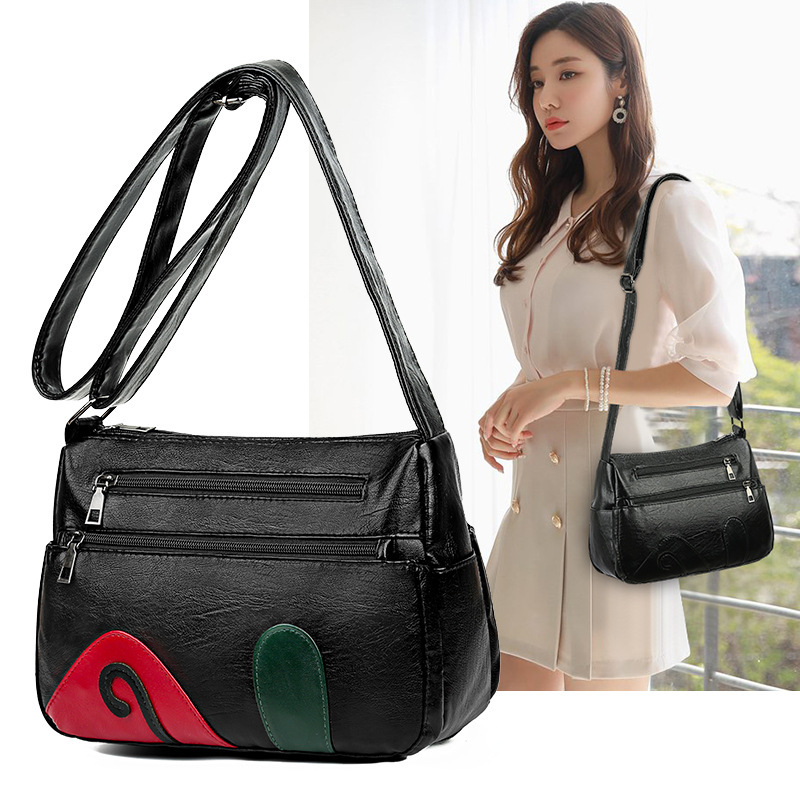 真羊皮质感2021新款女包软皮斜挎包大容量百搭女士单肩包水洗皮