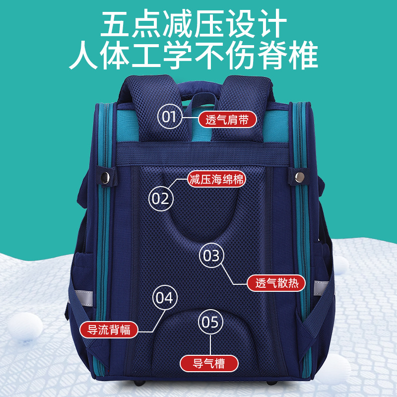 Three-Piece Foreign Trade Export Primary School Student Schoolbag Burden Reduction Spine Protection Children Cartoons on Both Shoulders Backpack Cross-Border Factory Direct Supply