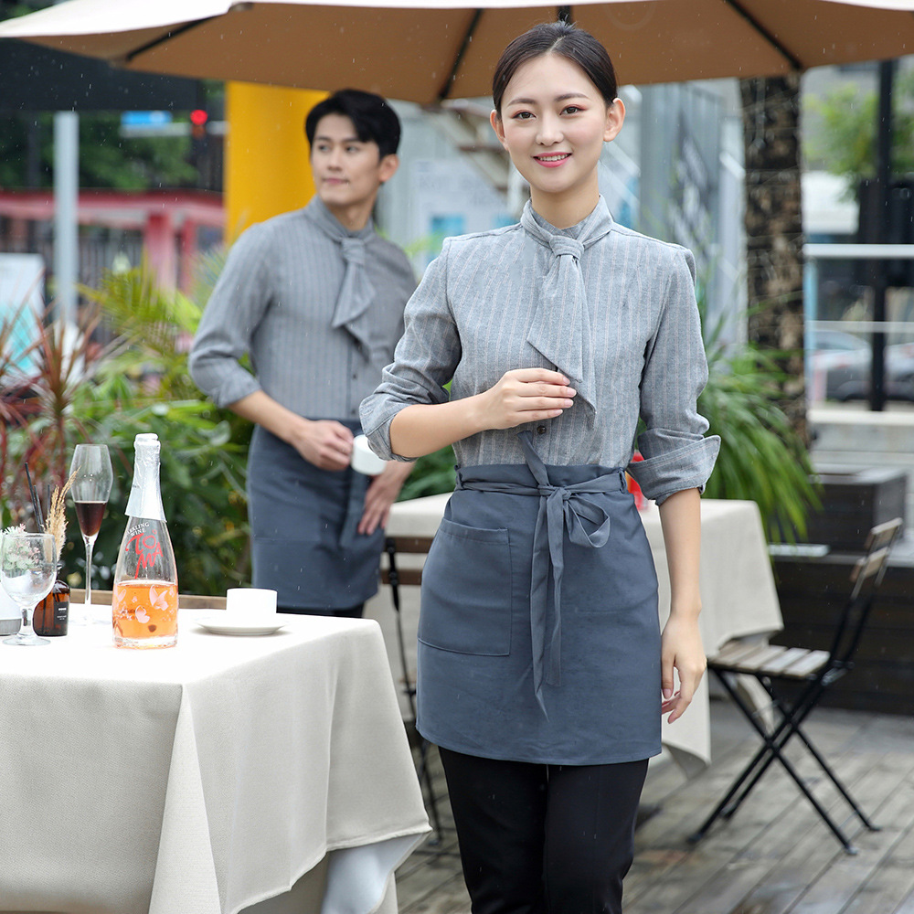 奶茶店咖啡厅餐饮服务员工作服女烘培蛋糕店火锅店员工衬衫秋冬装