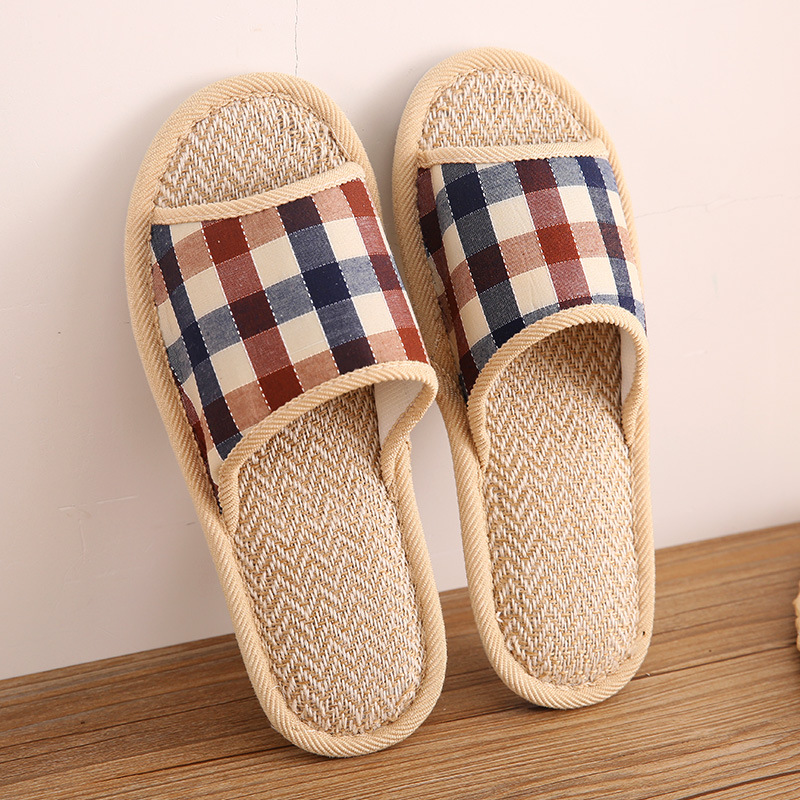 Four Seasons Linen Cotton Linen Couple Slippers Men and Women Japanese Style Home Indoor Non-Slip Slippers Wooden Floor Soft Soled Cotton Slippers