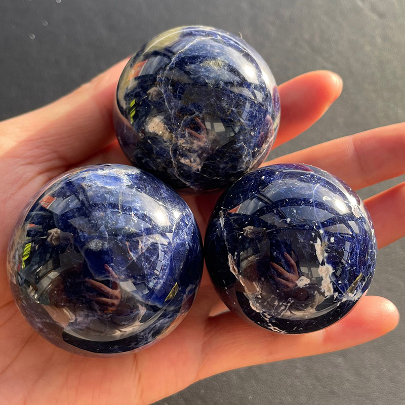 天然蓝纹石球蓝纹石原石打磨小球 纹理好看颜色蓝 水晶球饰品摆件