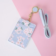Flowers Leather Badge Holder Lanyards Id Card Badge Name Tag