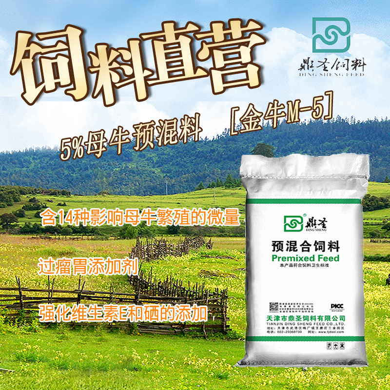 鼎圣5%母牛预混料均衡微量维生素高硒改善繁育厂家直销牛预混料