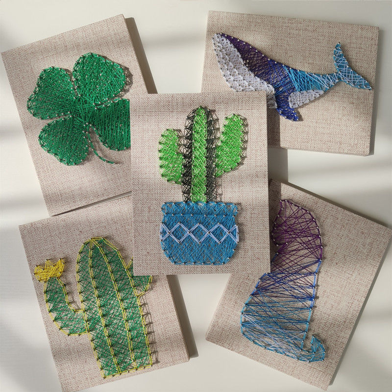 图钉画钉子绕线情人节爱心礼物减压手工制作材料包创意手作弦批发