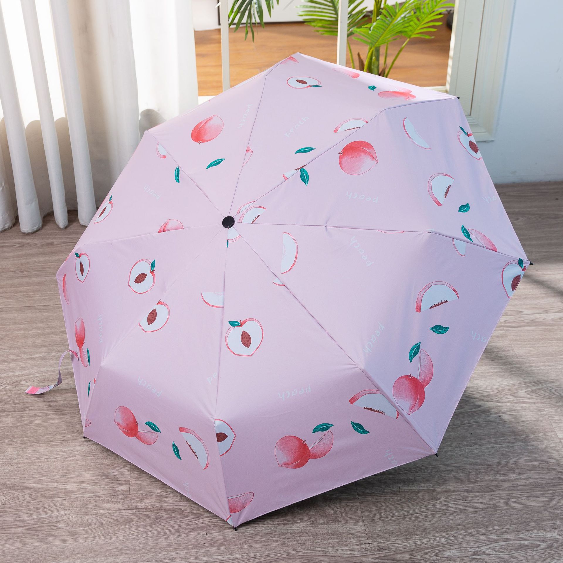 Full-Automatic Fruit Umbrella Three-Fold UV-Proof Little Daisy Thickened Black Rubber Umbrella UV Bear Sun Umbrella
