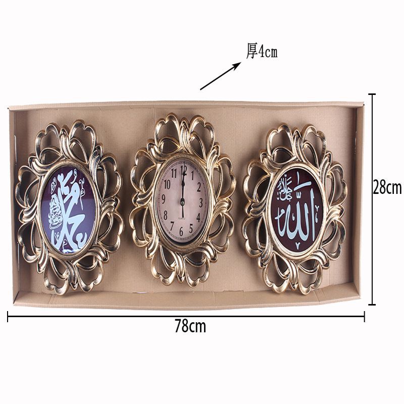 Fashion Creative Mute Aven Gilding Triple Wall Clock Home Living Room Bedroom Clock Sofa Background Decoration Clock