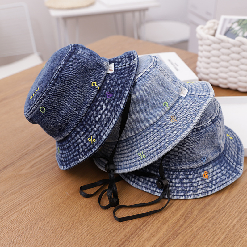 Washed Denim Notes Distressed Fisherman Hat Kumeng Sun Protection Sun Hat Casual Children's Hat Basin Hat