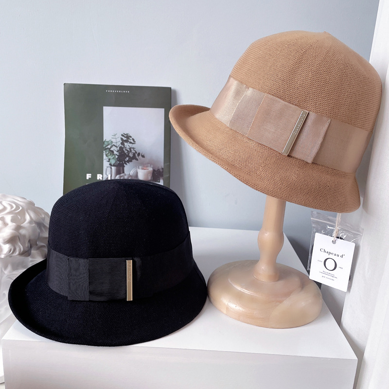 日本人气新品孙俪娘娘同款针织渔夫帽女软边可折叠小礼帽百搭盆帽