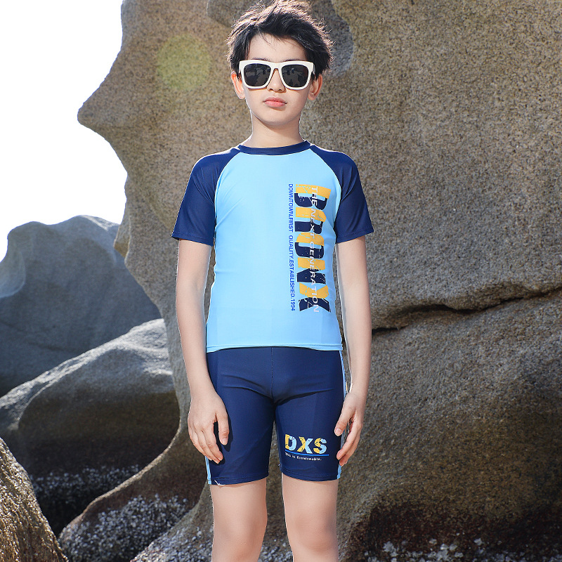 儿童泳衣男童2024新款男孩中大童学生分体游泳衣温泉泳裤套装备夏