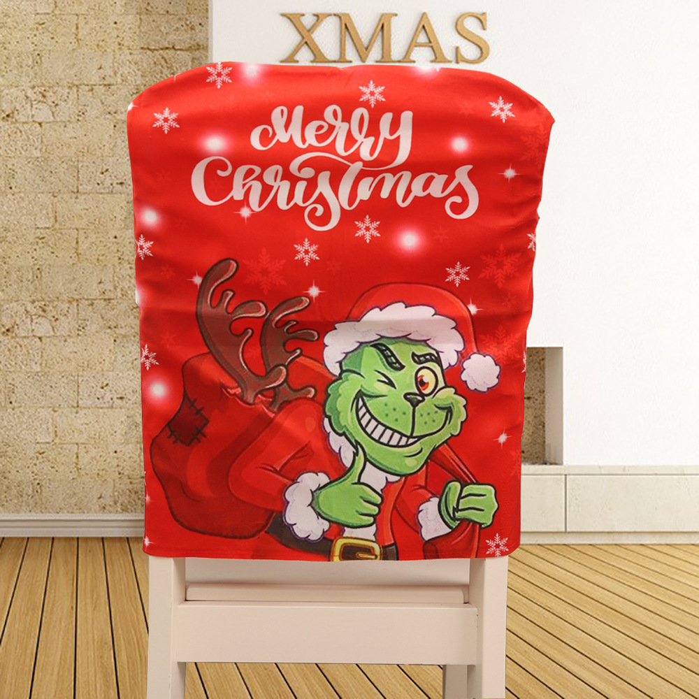 Christmas Decoration Grinch Christmas Thief Grinch Green Fur Monster Doll Chair Cover Dining Room/Living Room Atmosphere Layout