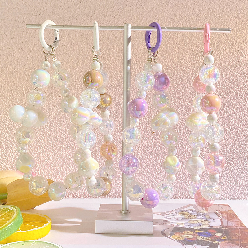 Korean Style Ins Colorful Big Clouds Phone Case Mobile Phone Charm Car Key Ring Ornaments Earphone Bag Anti-Lost Chain Beaded