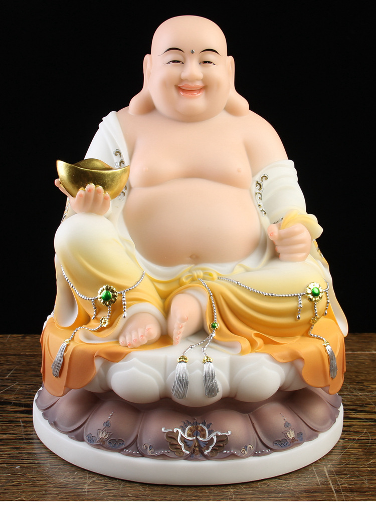 汉白玉石笑佛像大肚弥勒佛居家供奉招财家用客厅店铺开业礼品摆件