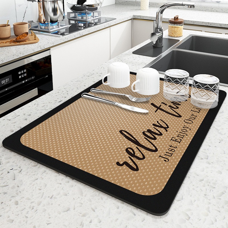 Kitchen Water Draining Pad Countertop Diatom Mud Absorbent Pad Anti-Scald Pan Mat Heat Proof Mat Bar Coaster Bowl Dish Drying Mat