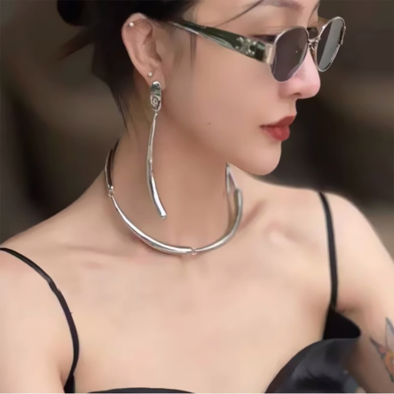 mona同款欧美水滴金属项圈女项链choker颈圈小众设计师几何竹节链