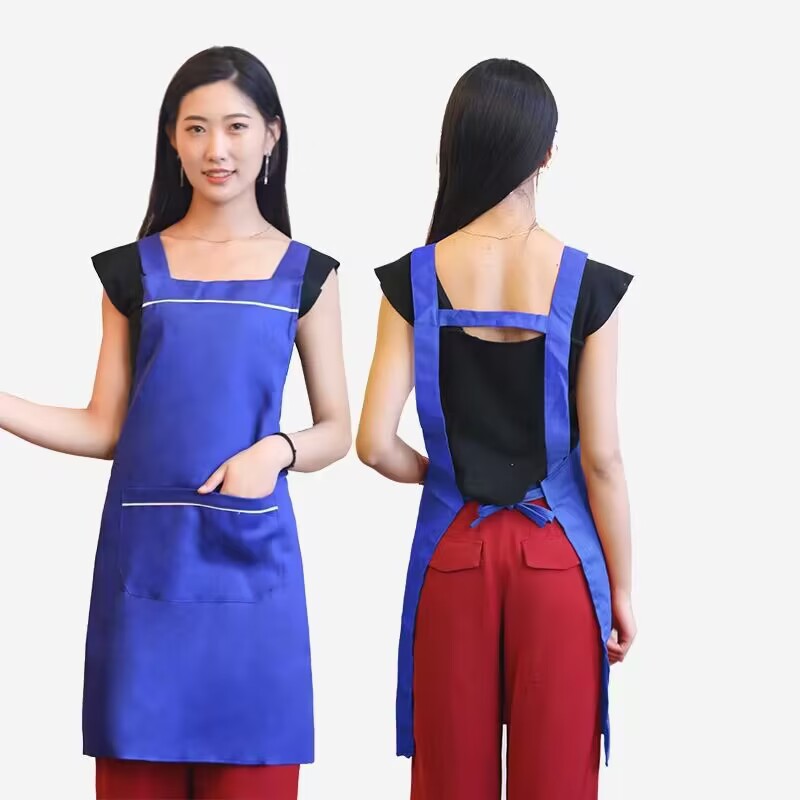 定制工装呢围裙工厂批发订做LOGO双口袋背带餐厅厨房高档防污围腰