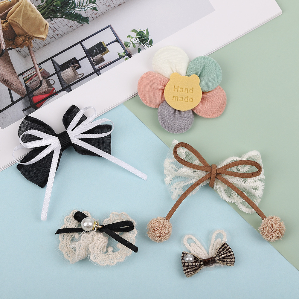 diy korean style cute cloth sticker color five petal flower lace bow barrettes brooch accessories clothing accessories accessories