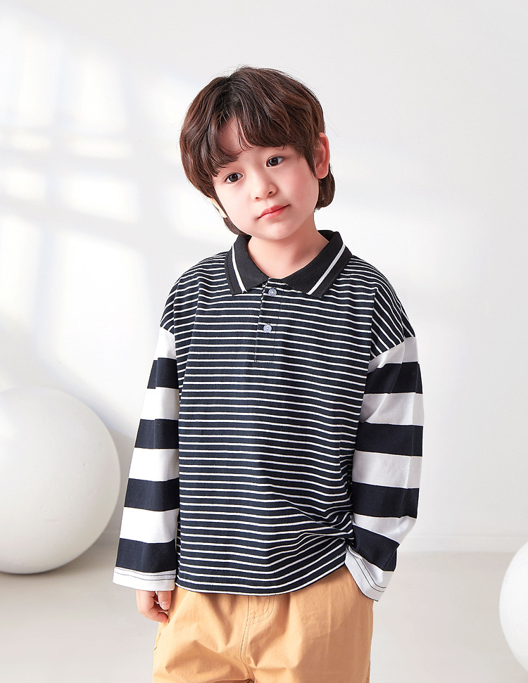 儿童长袖t恤春季新款宝宝polo衫体恤潮中小童衣服洋气男童春秋