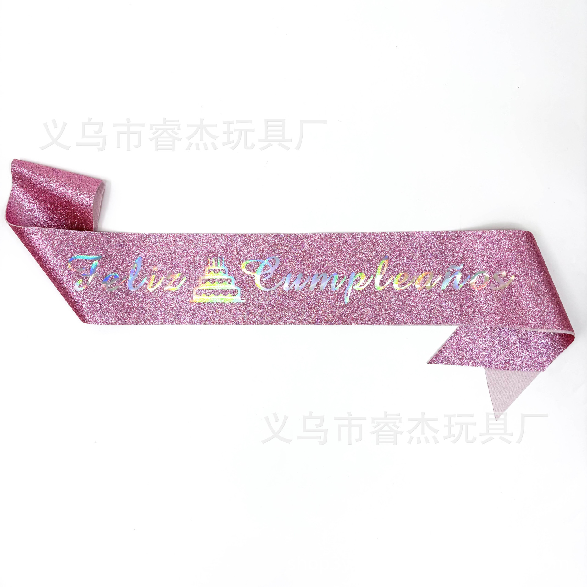 Exclusive for Cross-Border Bachelor Party Feliz Cumpleaños Spanish Birthday Shoulder Strap Gold Pink Cloth Silk Belt