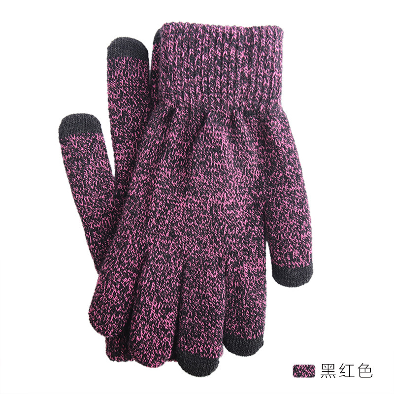 Touch Screen Gloves Autumn and Winter New Cold-Proof Warm Velvet Padded Thickened Men's and Women's Knitted Gloves Cross-Border