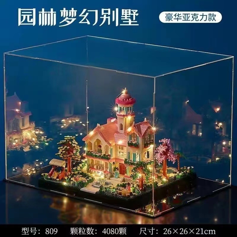 United CX 809 Dream Garden Villa Building Model Micro Particle Girl Series Assembled Building Blocks Girl Gift