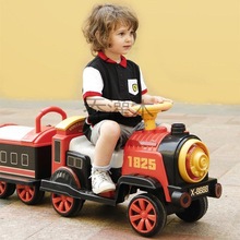 Qg儿童电动小火车带车厢双人双座2--8岁男女孩玩具车宝宝四轮遥控